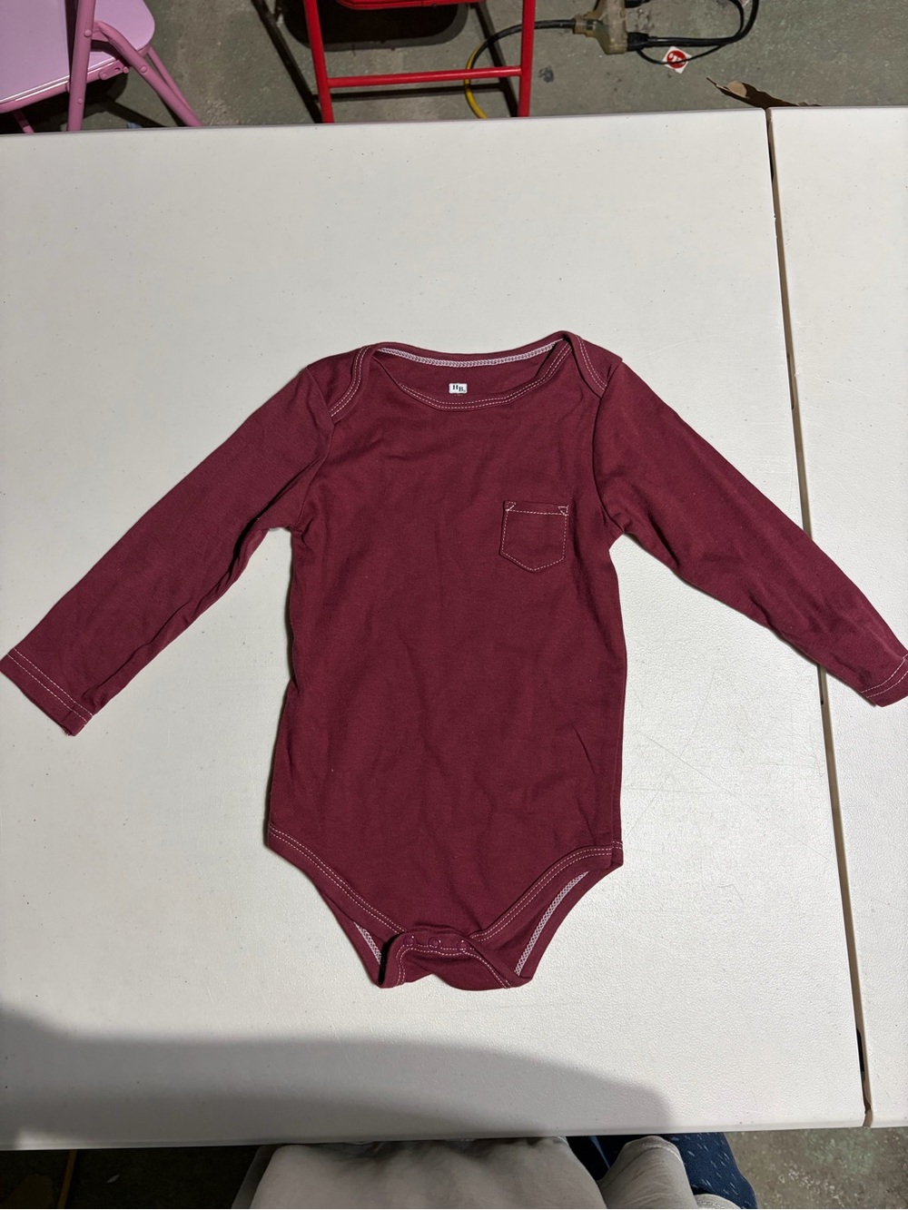 Long-Sleeve Baby Bodysuit in Deep Wine